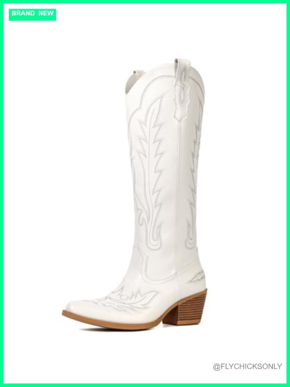 Faux Leather Knee High Cowgirl Boots Pull-On Western Womens